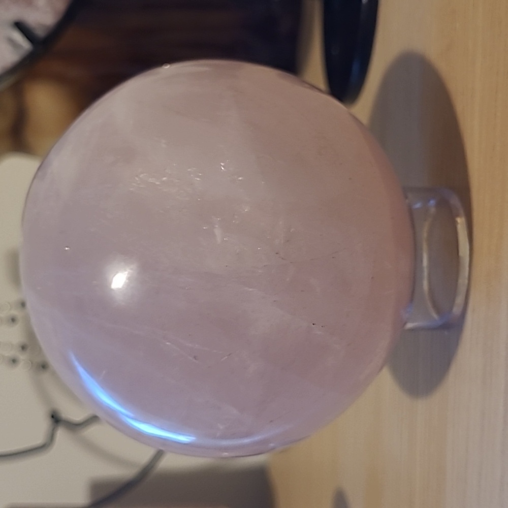 Rose Quartz Crystal Sphere - Picture 3 of 3
